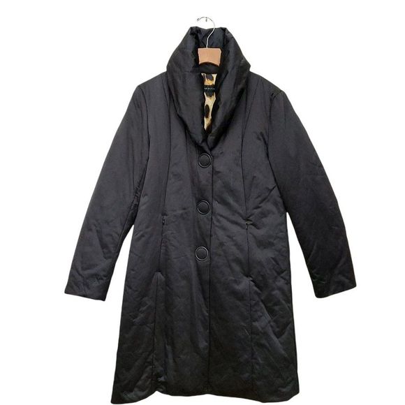 Dana Buchman Womens Softshell Long Jacket Small Black Snap Lined Long Sleeve - Picture 1 of 12